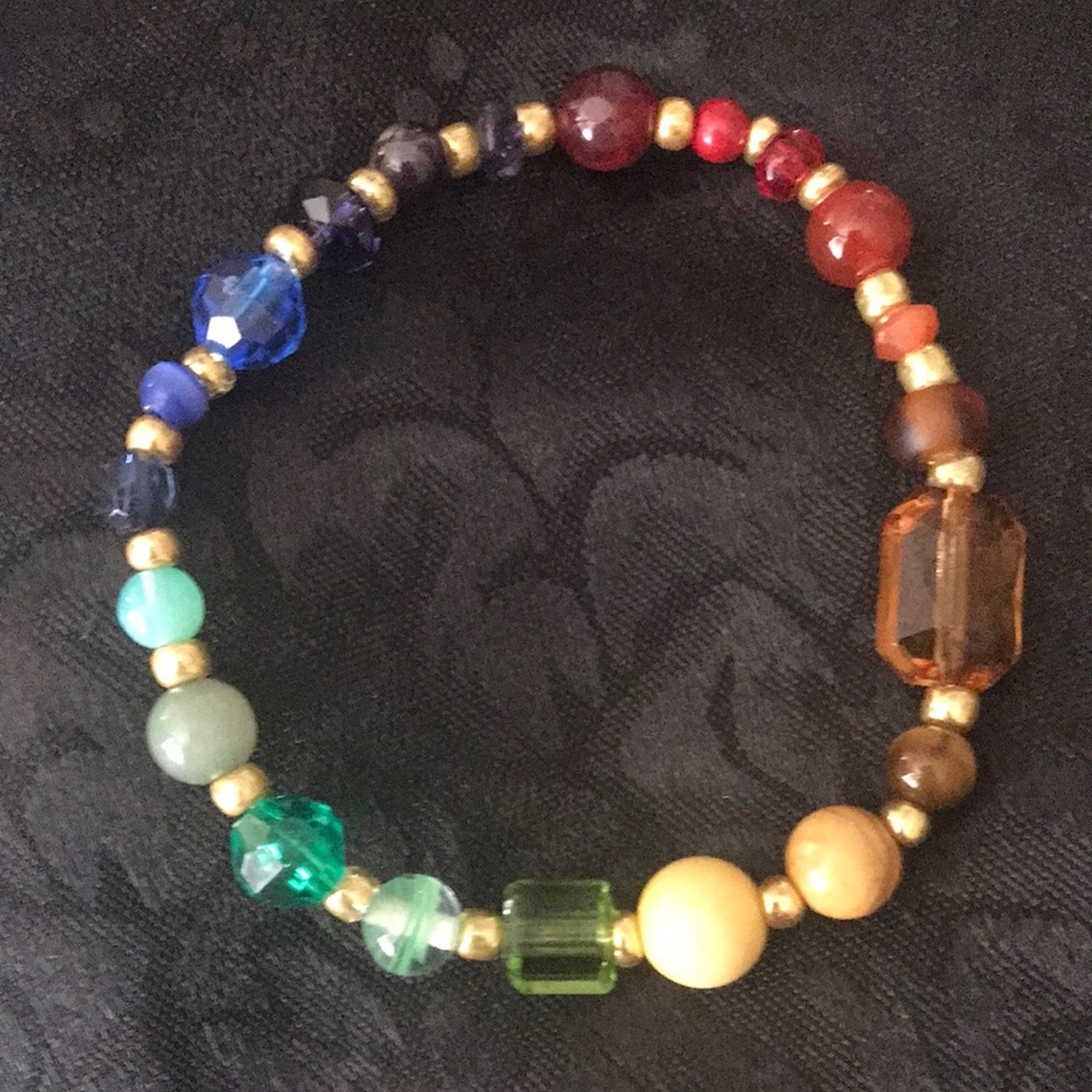 Multicolor/Gold  Beaded Bracelet rainbow Chakra